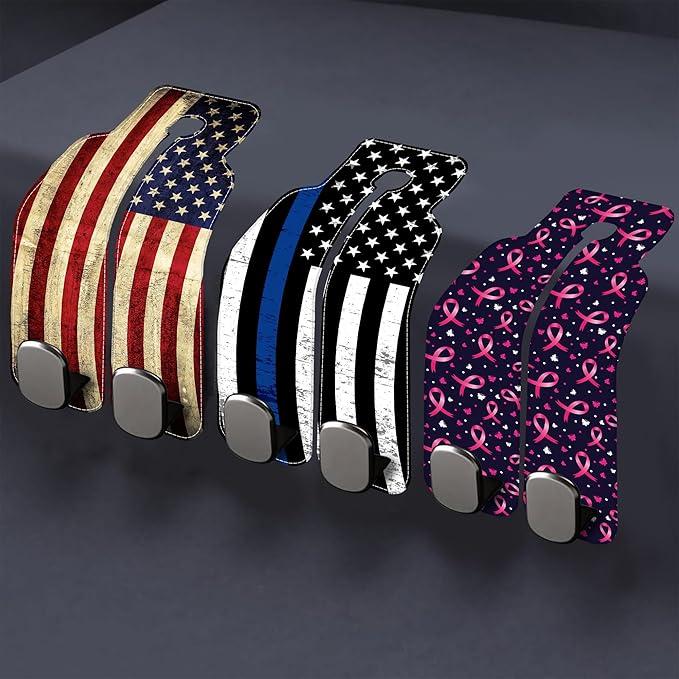 AEWNUNK Car Seat Headrest Hooks for Purses and Bags Abstract Pink Leopard 1 Pack Bag Purse Holder for Car with Double Metal Hooks Car Purse Hanger Hanging Accessories