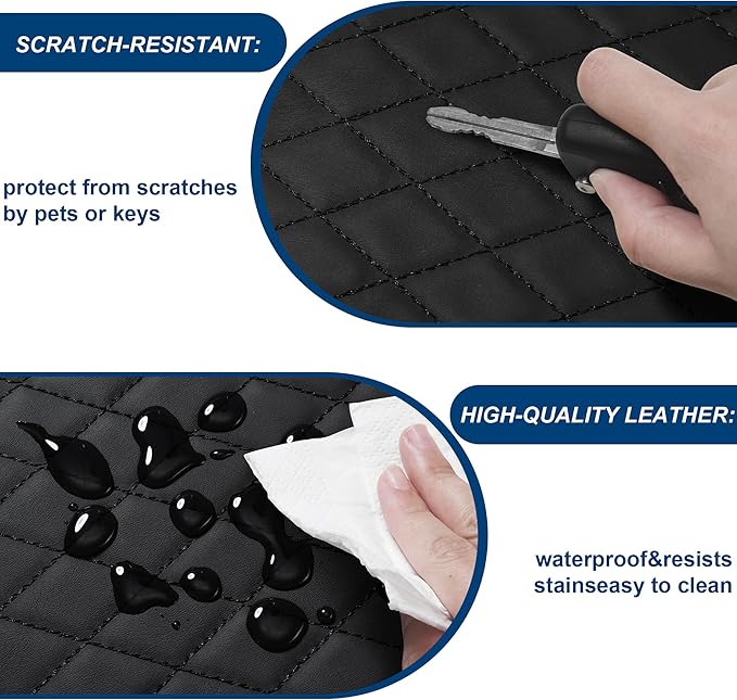 Car Center Console Cover Fit for Volkswagen Arteon Leather Armrest Cover with 2 Storage Bags Waterproof Console Cover Scratch & Wear Resistant(Black)