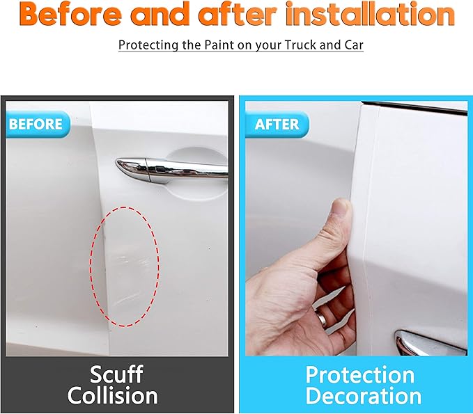 MYFAMIREA Car Door Edge Guards Car Door Side Protector Strip Anti-Collision Transparent Tape for Most Vehicle, Invisible Transparent Bumper, Scratch-Resistant Body,Protect Seat Body (33Ft x 0.8In)