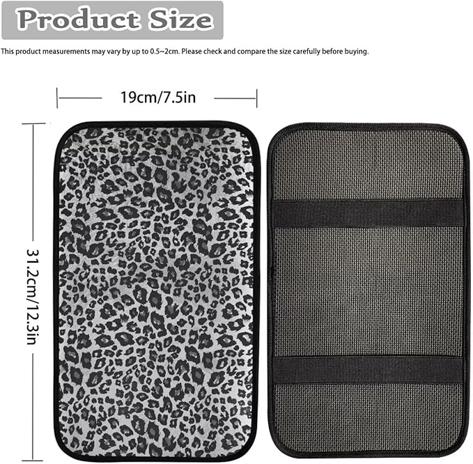 Gray Leopard Print Car Console Covers Armrest Console Cover Soft Car Center Console Cover Accessories Protect from Pet Claws Universal Cars Interior Accessories Decoration
