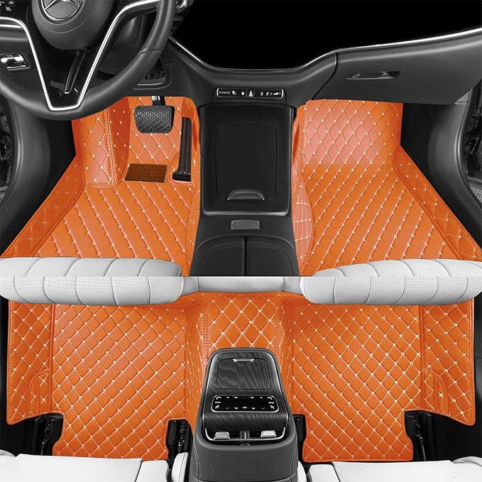 Luxury car Floor mats are for 99% of Vehicle Models,All Weather car Floor mats Provide Comprehensive Protection for Vehicles,Floor mats for car Personalized Customization! (Orange)