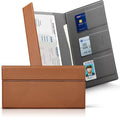 CoBak Leather Car Registration and Insurance Holder with Magnetic Compartment - Vehicle Glove Box Organizer for Driver License, Cards, Emergency Cash - Auto Truck Accessories Case, Lychee Brown