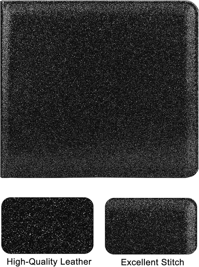 LumiMokki Car Registration and Insurance Holder, Leather Registration and Insurance Card Holder, Vehicle Glove Box Organizer - For Documents, Cards, License (Bling Black)