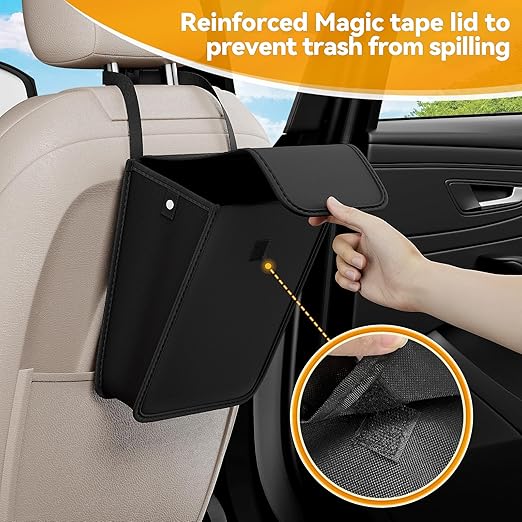 DEYILIAN Car Trash Can,Hanging Foldable Closure Design Mini Car Organizer and Storage Bag CarGarbage Can for The Back/Front/Console with 36pcs Disposable Black Trash Bags