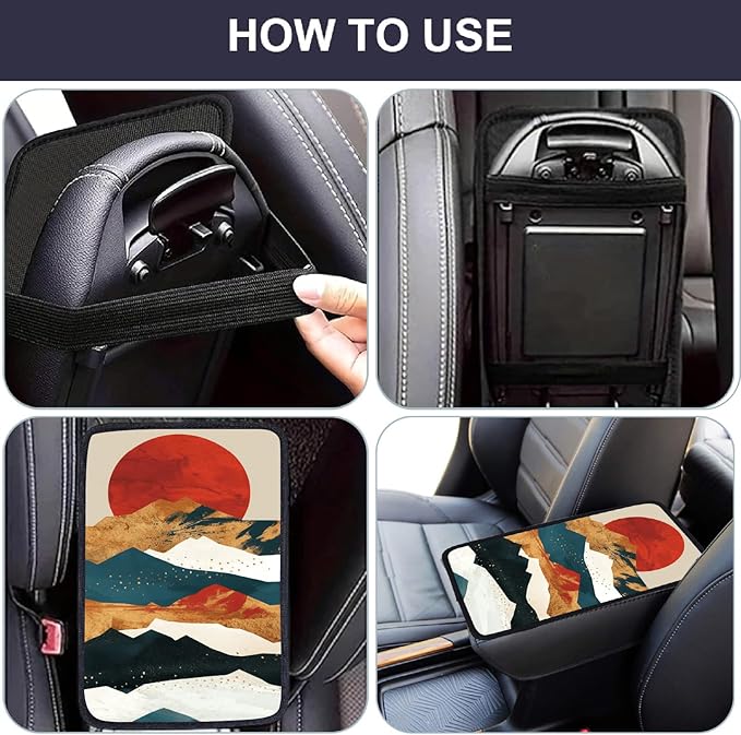 CREATCABIN Car Armrest Seat Box Pad Mountain Auto Center Console Cover Waterproof Auto Armrest Storage Box Cover Soft Car Accessories Interior Protector for Most Vehicle SUV Truck Car 12.6×7.5in