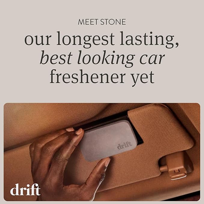 Drift Car Air Freshener - The Original Stone Air Freshener - Car Odor Eliminator - Long Lasting Scent - Metal Clip - Essential Oils - Clean Ingredients - Amber Scent 3 Pack Refill - NO CLIP INCLUDED