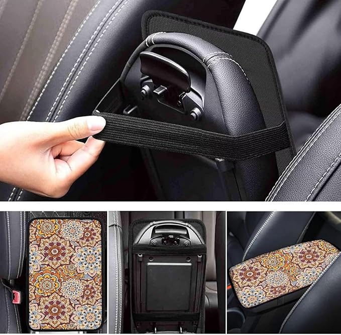 Art Mandala Armrest Cover Car Easy to Install Car Center Console Cushion Pad Universal Cars Interior Accessories Cars Arm Rest Cover Fashion Auto Interior