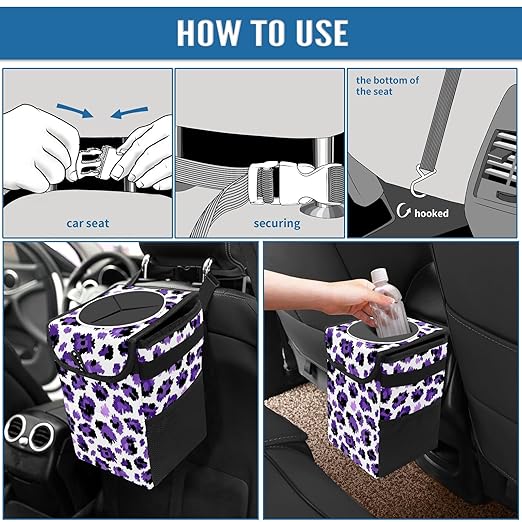 GVGHIDZ Car Trash Can – Multi-Purpose, Lightweight and Portable with Durable Water-Resistant Coating, No Installation Required, Practical and Ample Capacity, Variety of Colors.Tiger Pattern