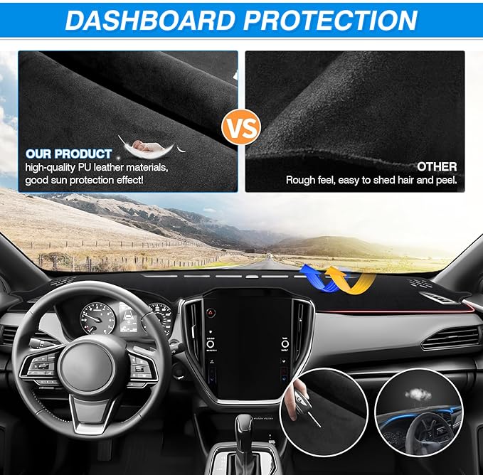 Cartist Dash Cover fits for CrossTrek 2024 2025 2026 Dashboard Cover Mat for Crosstrek Accessories Non-Slip Carpet Sunshield Glare UV Rays Protector