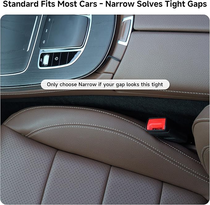Givifive Car Seat Gap Filler Set of 2, 3IN1 Seat Side Gap Filler Plug with Storage Slot & Hook Function, Soft Foam Universal Fit Car SUV Truck Fill Gap Between Seats Console Organizer（Narrow Brown）