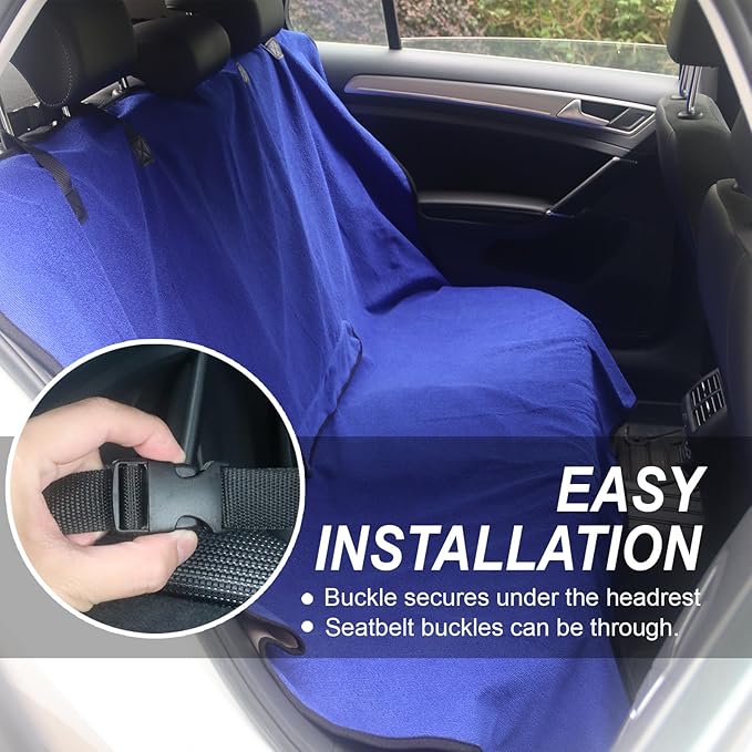nbnhxnff Sweat Towel Car Seat Cover Protector Rear Seats for Gym Workout, Running, Swimming, Beach and Hiking, Waterproof Universal Seat Cover for Car, Trucks, Van & SUV(Blue, 1pcs Rear Seat)