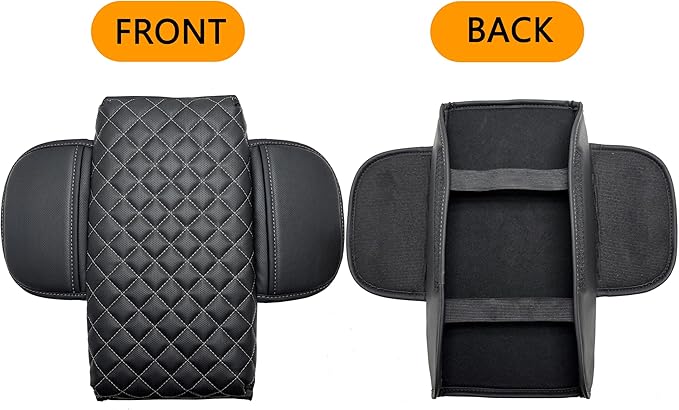 Center Console Cover for Ford Explorer 2026 2025 2020-2024 Accessories 1.2in Thickness Armrest Cover Leather Arm Rest Box Lid Protector Cushion Pad Middle Console Cover with Side Pockets (Gray Stitch)