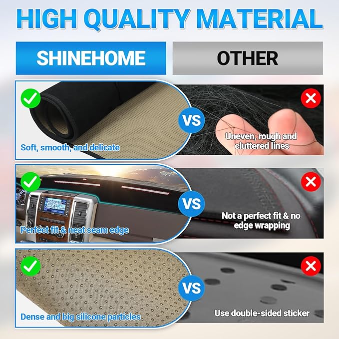 Dash Cover Mat Compatible with 2010 2011 2012 2013 2014 2015 2016 2017 2018 Dodge Ram 1500 2500 3500 Accessories Dashboard Cover Pad Carpet Dash Board Protector Sunshield Cover