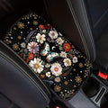Mintutlipy Butterfly Daisy Flower Car Armrest Cover Car Arm Rest Pad Car Interior Accessories for Girls Women Dust Proof Car Center Console Protector