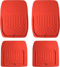 FH Group Faux Leather Deep Dish Car Floor Mats – Trim-to-Fit, Universal Fit Full Set Automotive Floor Mats for Cars, SUVs & Trucks, Durable All-Weather Interior Protection, Red