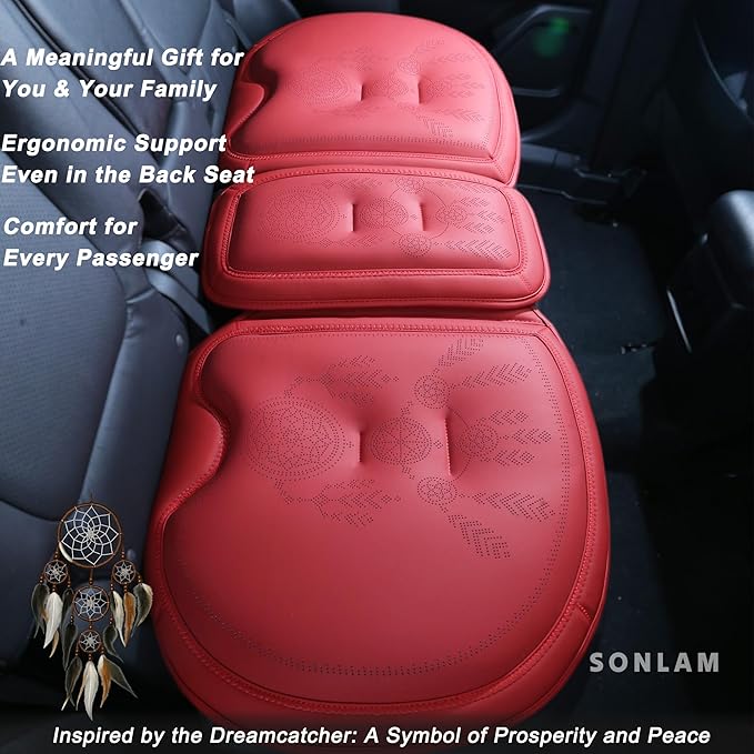 Comfort Dreamcatcher Car Seat Cushion Non-Slip - Relaxing, Optimal Support & Posture for Long Drive (Single Seat (Red))