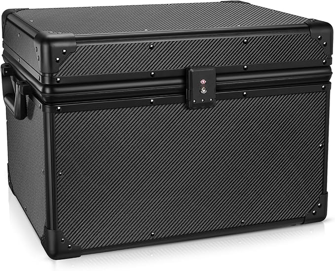 T-carbon Carbon Fiber Car Trunk Organizer Box, Automotive Storage Container,Heavy Duty Trunk Organizer For Car,20 * 13 * 13.4IN,Black
