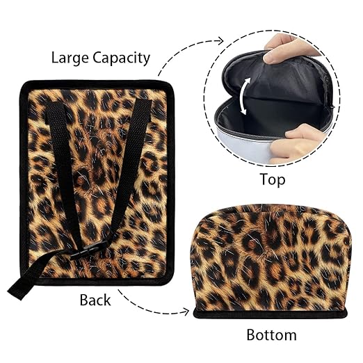 Brown Leopard Print Car Trash Can with Lid Leakproof Trash Bin Easy Installation Leak Proof Car Garbage Cans Fashion Interior Accessories for Truck,SUV,Sedan,Van