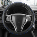 Steering Wheel Cover,Anti-Slip, Safety,Soft,Breathable,Heavy Duty,Thick,Full Surround, Sports Style,Universal Car Accessories for Women Men Fit 14" 1/2-15"(Black with Blue line)
