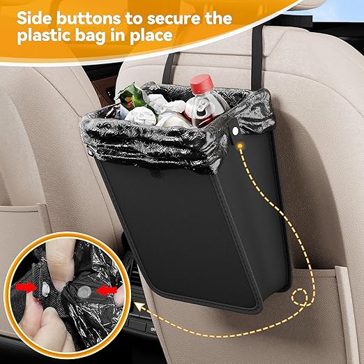 DEYILIAN Car Trash Can,Hanging Foldable Closure Design Mini Car Organizer and Storage Bag CarGarbage Can for The Back/Front/Console with 36pcs Disposable Black Trash Bags