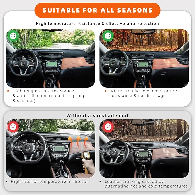 KEYOOG Dashboard Cover Dash Mat Fit for Hy-undai Kona 2023-2018 (Without HUD Models),Car Dash Board Mat Anti-Glare Carpet,Non-Slip Pad Sunshield Protector (Black)
