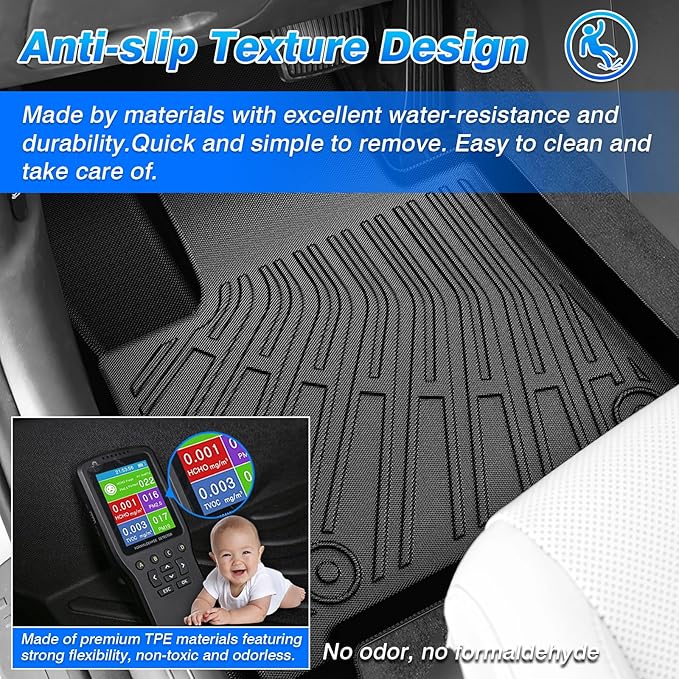 Cartist Floor Mats for Toyota Tundra 2022-2025 2026 CrewMax Cab, All Weather Floor Liners for Tundra Accessories, Heavy Duty TPE Car Mats, Car Accessories
