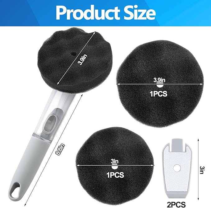 XANGNIER Flow Tire Shine Applicator,Reusable Car&Truck Tire Gel Dressing Applicator,No-Drip Tires Shine Sponge Brush with Replacement Wave Pad,Professional Car Detailing Cleaning Supplies Tool