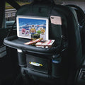 PINUK Car Backseat Organizer with Built-in Foldable Tray | Double Layered Leather, Waterproof Car Seat Organizer with - Pockets | Easy Installation, Perfect for Family Trips and Daily Use