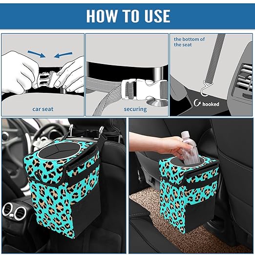 GVGHIDZ Car Trash Can – Multi-Purpose, Lightweight and Portable with Durable Water-Resistant Coating, No Installation Required, Practical and Ample Capacity, Variety of Colors.Tiger Pattern