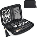 Mkono Electronics Organizer Travel Cable Cord Organizer Cotton Bag, Portable All-in-One Accessories Travel Essentials Storage Case with Tassel for Cable Charger Phone USB Pouch for Women, Black