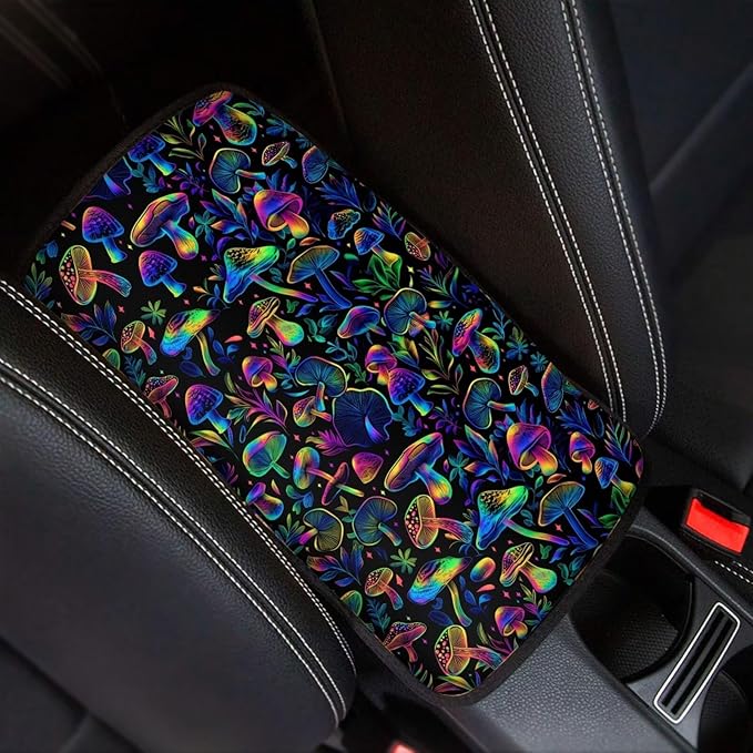 Cute Mushroom Car Armrest Cover Center Console Pad, Universal Armrest Cover for SUV Truck, Auto Accessories for Women Men