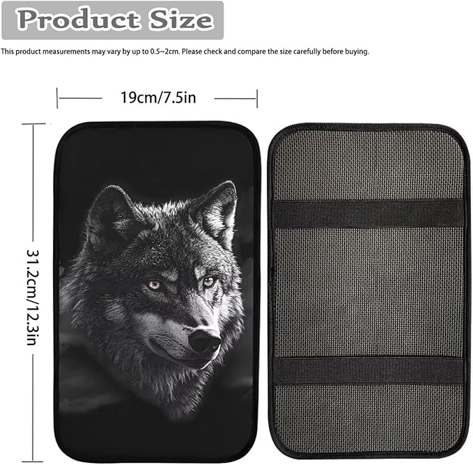 Mintutlipy Prairie Wolf Car Armrest Cover Car Seat Box Cover Car Decoration Car Center Console Cover Wear Proof Sweat Proof
