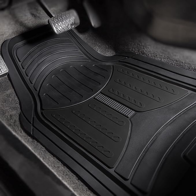 FH Group Automotive Floor Mats - Heavy-Duty Monster Eye Rubber Floor Mats for Cars, Universal Fit Full Set, ClimaProof Floor Mats, Trimmable Floor Mats For Most Sedan, SUV, Truck Floor Mats Black