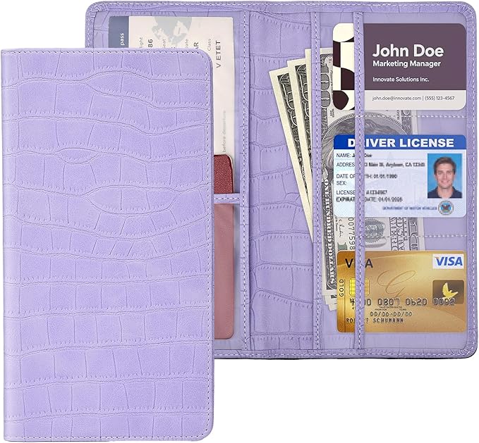 Car Registration and Insurance Holder, Purple Vehicle Glove Box Car Organizer with Magnetic Closure for Documents, Cards, License Car Organization, 1 Pack