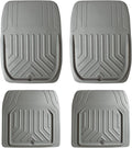 FH Group Faux Leather Deep Dish Car Floor Mats – Trim-to-Fit, Universal Fit Full Set Automotive Floor Mats for Cars, SUVs & Trucks, Durable All-Weather Interior Protection, Gray