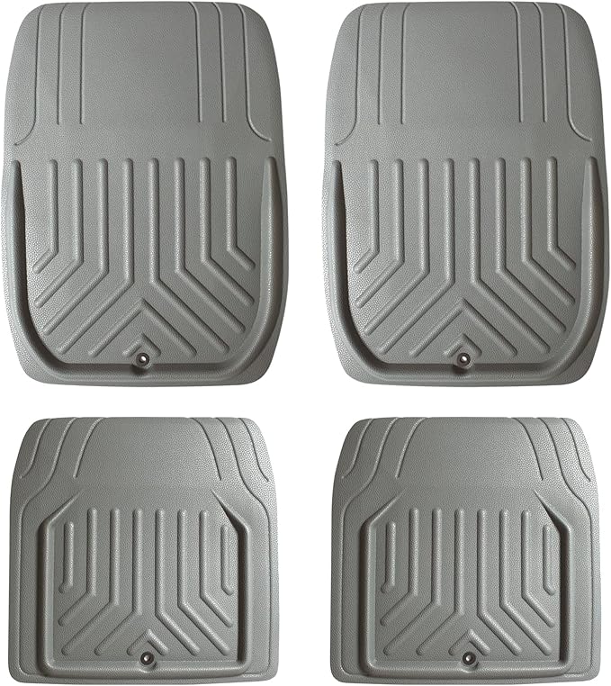FH Group Faux Leather Deep Dish Car Floor Mats – Trim-to-Fit, Universal Fit Full Set Automotive Floor Mats for Cars, SUVs & Trucks, Durable All-Weather Interior Protection, Gray