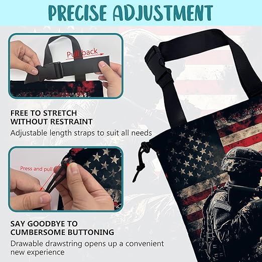 KXWQTRDD Car Garbage Bag American Soldier Holding Rifle Drawstring Car Trash Bag Hanging for Back Seat with Adjustable Buckle Canvas Vehicle Trash Can Easy-to-Install