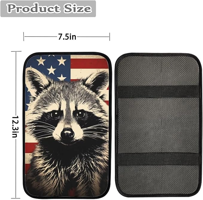Car Center Console Pad, Universal Waterproof Car Armrest Seat Box Cover, Car Interior Accessories for Most Vehicle SUV Truck Vintage American Flag Red Panda Car Armrest Pad