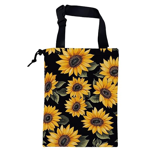 KXWQTRDD Car Garbage Bag Retro Yellow Sunflowers Hanging Canvas Car Trash Bag Drawstring Car Back Seat Organizer for Car Back Front Seat Console with Adjustable Buckle