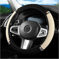 Bling Car Steering Wheel Cover, 15 Inch Crystal Rhinestones Elastic Stretch Breathable Vehicle Steering Wheel Protector for Women Girls, Universal Auto Interior Accessories (Black Beige)