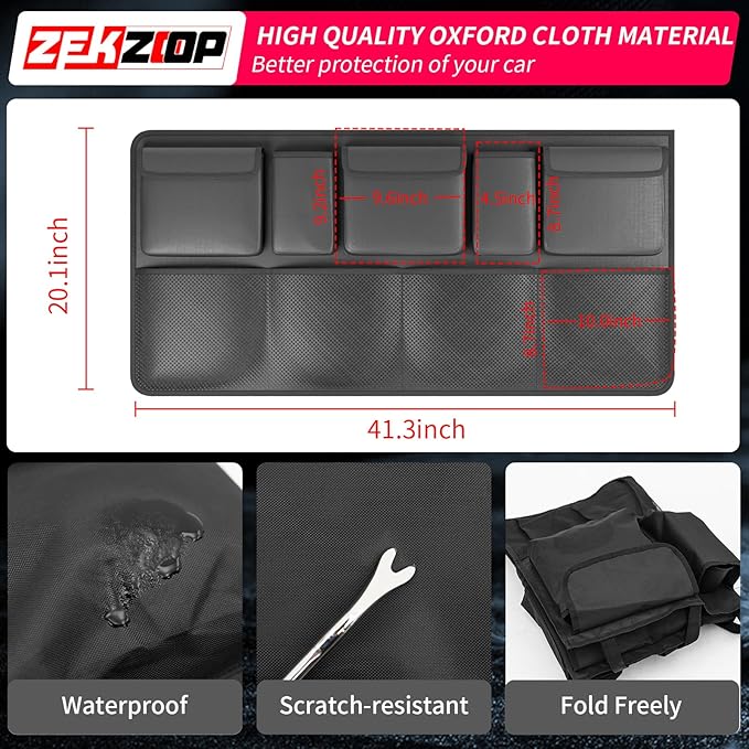 Car Trunk Organizer Compatible with 2010-2025 2026 Toyota 4Runner 5 Seats Trunk Storage Bag with 9 Pockets Large Capacity Backseat Hanging Storage (41"*20") for 4 Runner 5-Seater Accessories