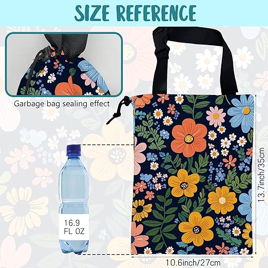 KXWQTRDD Car Garbage Bag Abstract Colorful Flowers Hanging Canvas Car Trash Bag Drawstring Car Back Seat Organizer for Car Back Front Seat Console with Adjustable Buckle