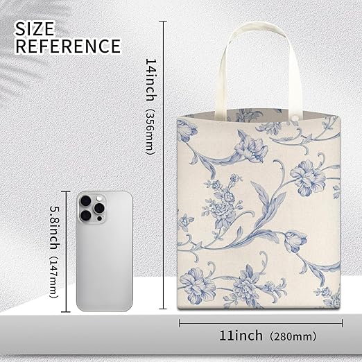 AUEKLLW Car Trash Can, Hanging Garbage Bin for Men and Women, Cute Car Organizer and Storage Bag, Canvas Vehicle Trash Can Bag Easy-to-Install Cute Blue Floral