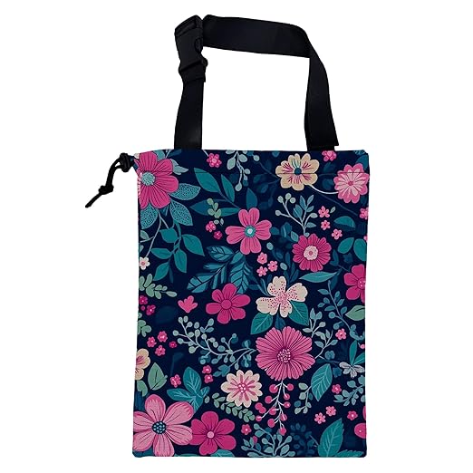 KXWQTRDD Car Trash Bag Watercolor Floral and Green Leaves Leak-Proof Car Garbage Bag with Drawstring Foldable Canvas Trash Bin with Adjustable Buckle for Car Accessories