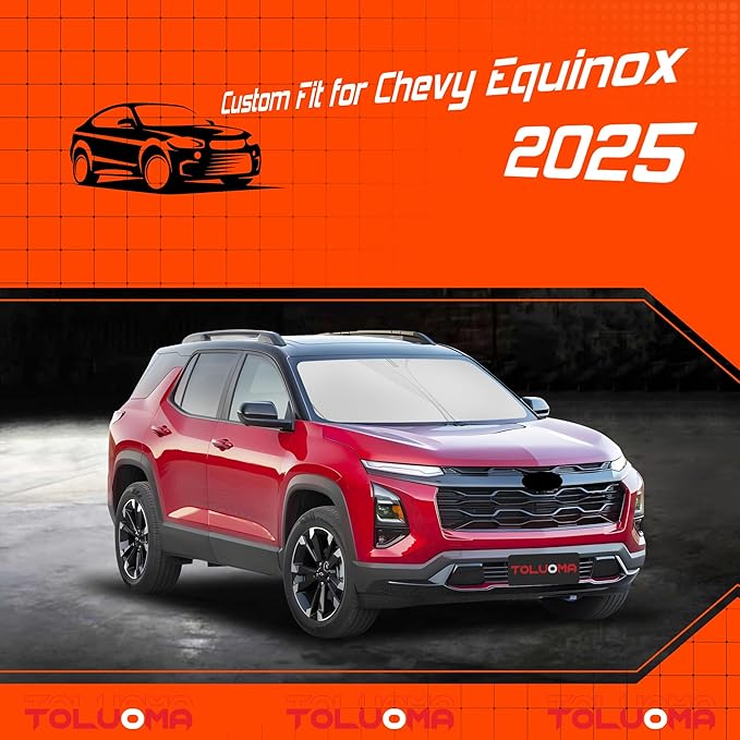 Toluoma Custom Fit Windshield Sun Shade for Chevy Equinox 2025 - Full Coverage, 210T Reflective Fabric, Double-Layer Design - Blocks 99% UV Rays, Keeps Car Cool, Easy to Install and Store