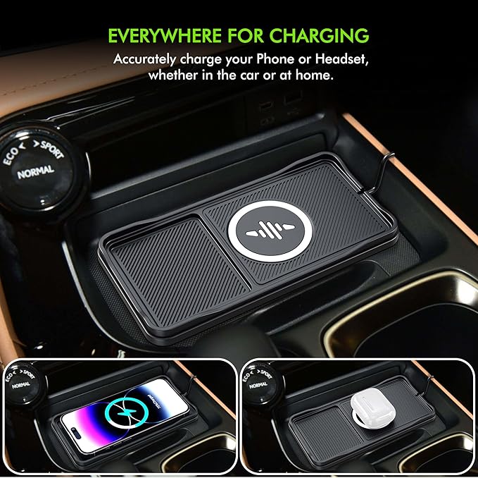 Car Wireless Charger Pad, 15W Fast Non-Slip Wireless Charging Pad for Car with 20W Car Adapter, Compatible with iPhone 17 16 15 14 13 12 Pro Max AirPods,100CM Cable