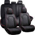 for Kia Sportage Car Seat Covers Full Set, Leather Seat Covers for Car,Lumbar Muscle Pain Healing Function, Waterproof Automobile Seat Protector with Lumbar Support(Black Red)