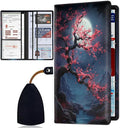 Car Document Holder with Magnetic Shut, Car Registration & Insurance Card Holder, Waterproof PU Leather Glove Box Organizer Vehicle Accessories Driver License for Women/Men, Plum Blossoms Pattern