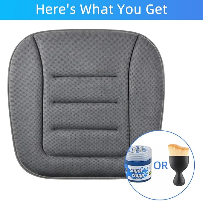 KAYI Car Seat Cushion, Memory Foam Car Seat Cushion, Anti Slip Rubber Bottom Car Seat Cushions for Driving, Suitable for Car and Office Chairs (Grey)
