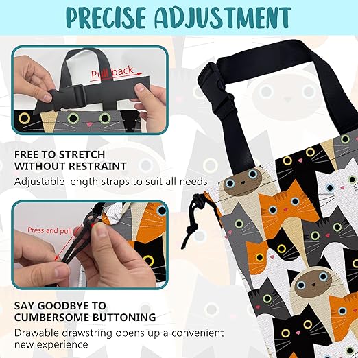 KXWQTRDD Car Trash Bag Cute Cartoon Cats Leak-Proof Waterproof Car Garbage Bag with Drawstring Foldable Canvas Trash Bin with Adjustable Buckle for Car Accessories, Travelling, Camping